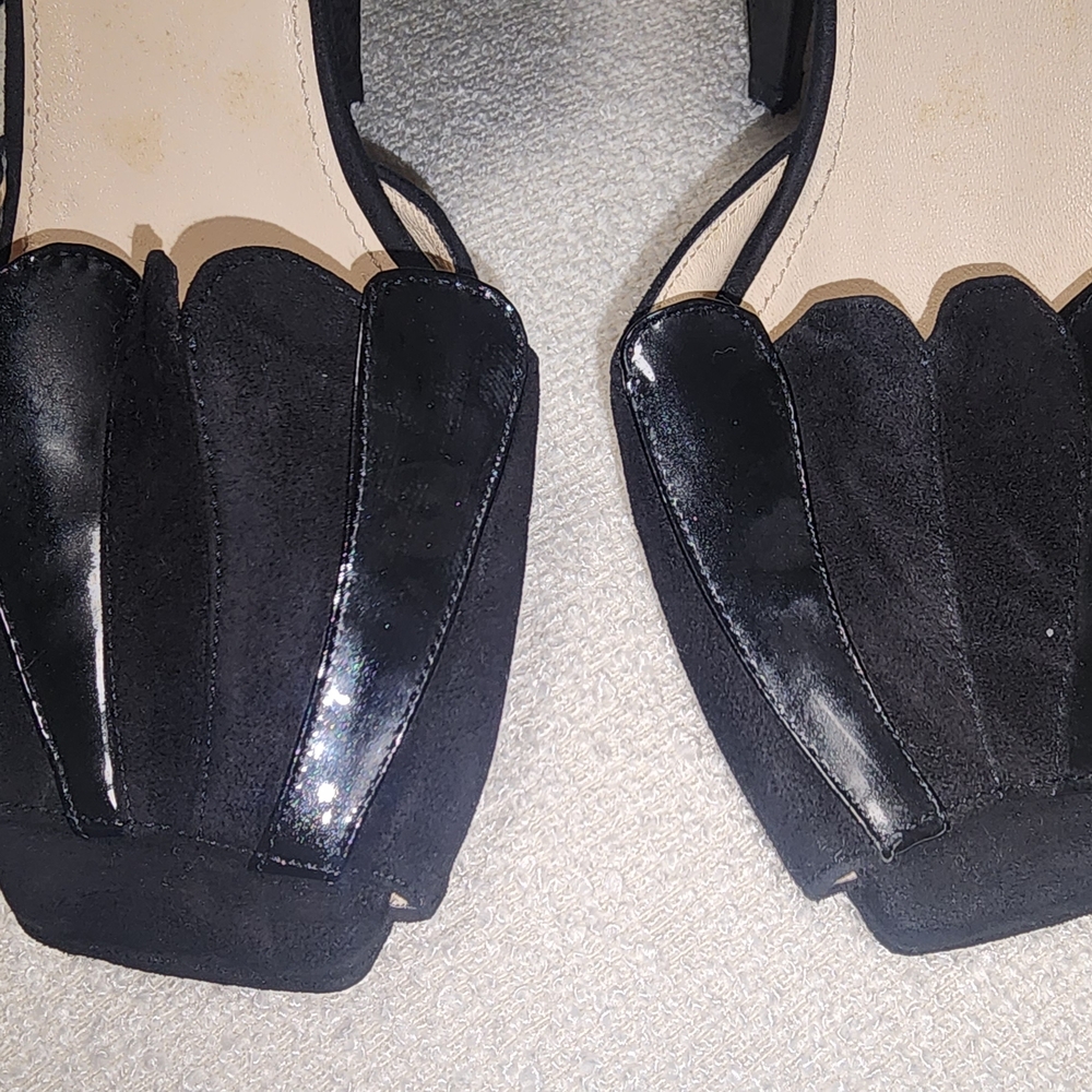 PRADA Camoscio Taffetas Pumps Black Patent / Suede Leather Size 39 Italy - Picture 4 of 13